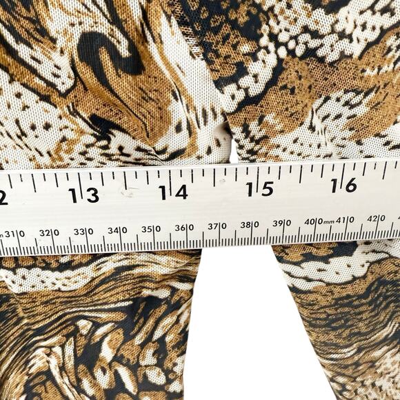 GANNI Mesh Turtle Neck Top Long‎ Sleeves Tiger Eye Brown Women’s Size 36 (US 4) - Picture 9 of 10